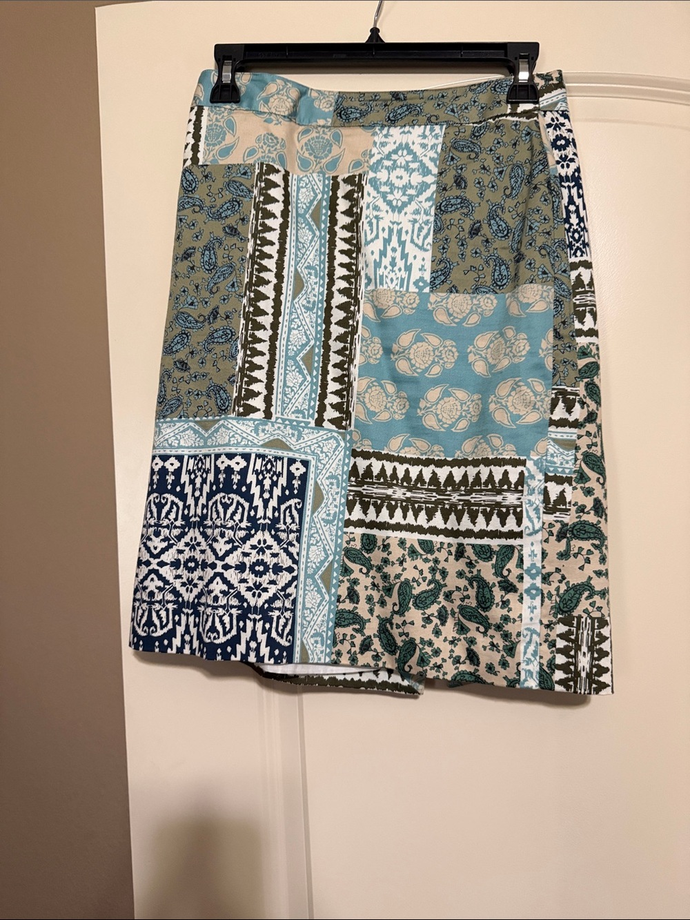 Van Heusen Patchwork Midi Skirt in Teal, Navy and Olive